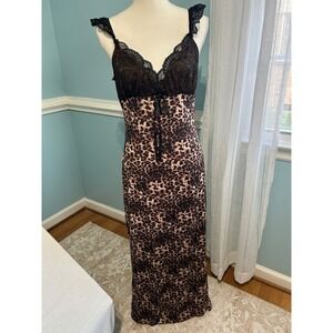 Bittersweet Leopard Print Lace Bodice Maxi Dress sexy date night lingerieLarge